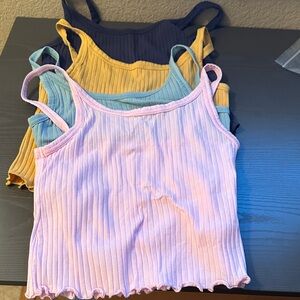Set of 4 Old Navy Ribbed Tank Tops - Pink, Blue, Yellow, Navy